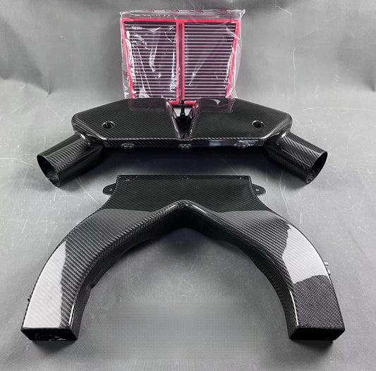 Carbon fiber engine cover + air intake for Alfa Romeo GIULIA and STELVIO 2.9 Quadrifoglio (QV)