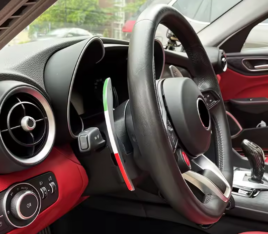 Steering wheel paddles sticker Italian flag for GIULIA, STELVIO, TONALE