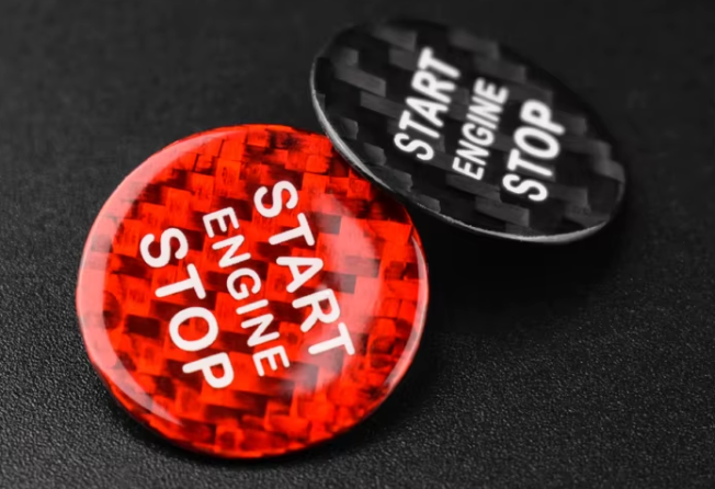Carbon fiber START/STOP button cover