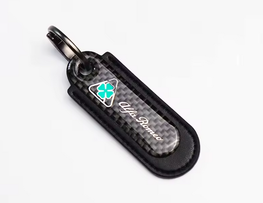 Carbon fiber and Leather Alfa Romeo keychain